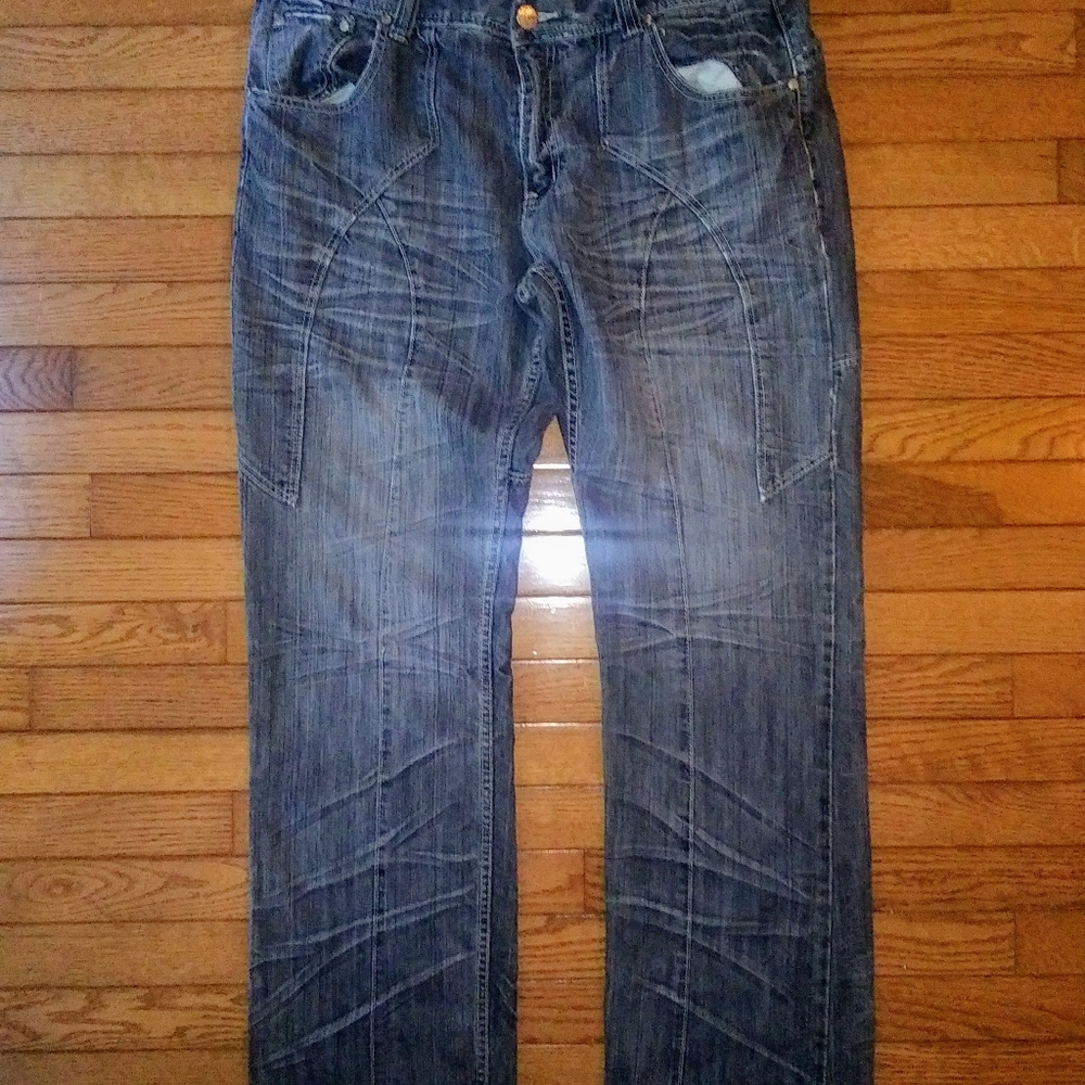 ⭐Mens Blk Embroidered front/back jeans